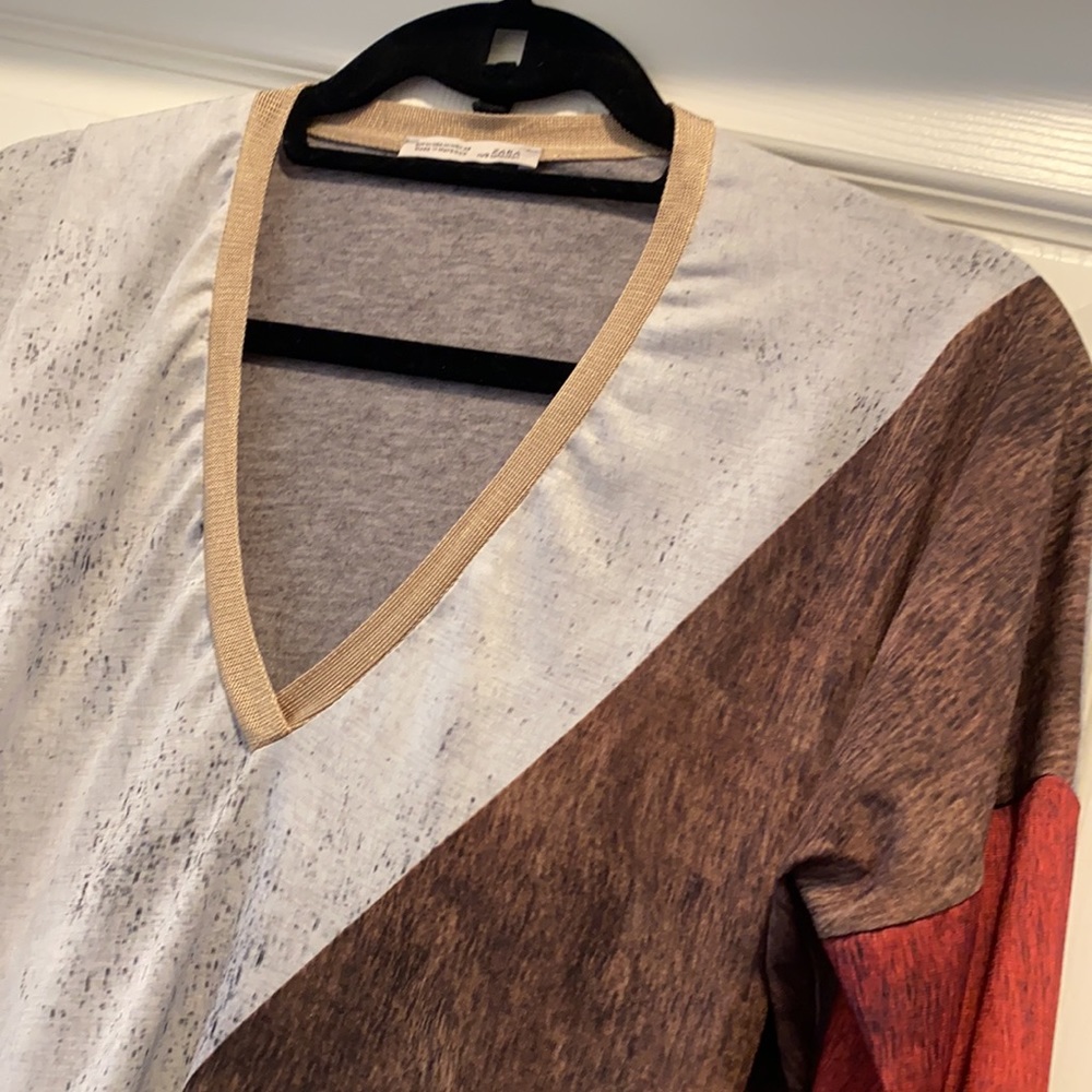 Zara Asymmetrical Color-Block Top - image 2